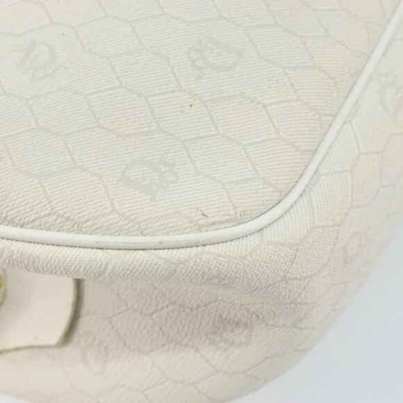 Christian Dior Honeycomb Canvas Shoulder Bag PVC White Gold Auth 142676 - Picture 5 of 16